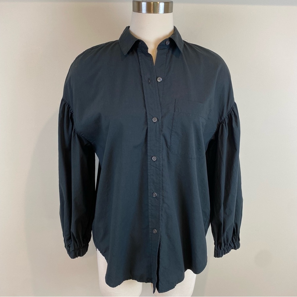 Rails Winnie Black Button Front Blouse Balloon Sleeves Size S‎ Oversized Swingy